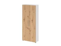 Aktenschrank 80 x 188 cm Weiß/ Asteiche