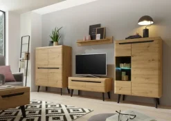 Anbauwand N3 TORGE 4-teilig 344 x 170 cm Eiche Artisan Dekor