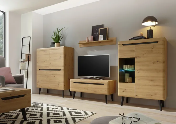 Anbauwand N3 TORGE 4-teilig 344 x 170 cm Eiche Artisan Dekor