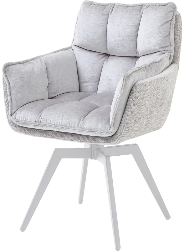 Armlehnstuhl ALANI silberfarbig/weiß