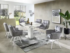 Armlehnstuhl ALANI silberfarbig/weiß