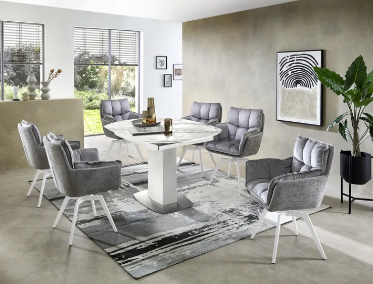 Armlehnstuhl ALANI silberfarbig/weiß