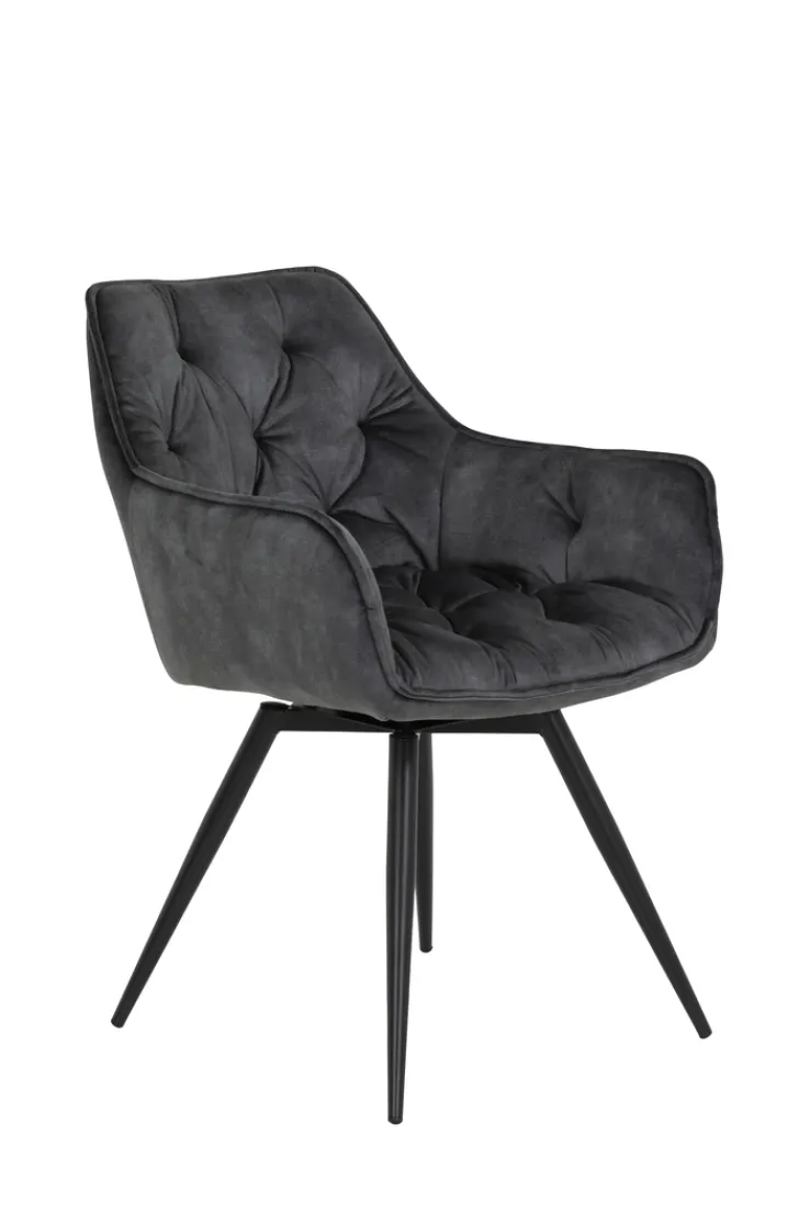 Armlehnstuhl FLORENTINA vintage velvet anthrazit/schwarz