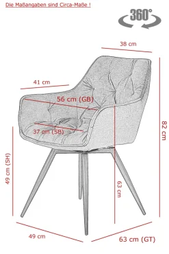 Armlehnstuhl FLORENTINA vintage velvet anthrazit/schwarz
