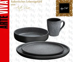 ARTE VIVA Kombiservice GRANIT 146-teilig Steinzeug dunkelgrau