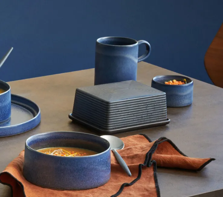 ASA Butterdose KITCHEN ART Porzellan schwarz matt