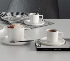 ASA Kaffeetasse OCO mit Untertasse 6er Set Weiß Keramik