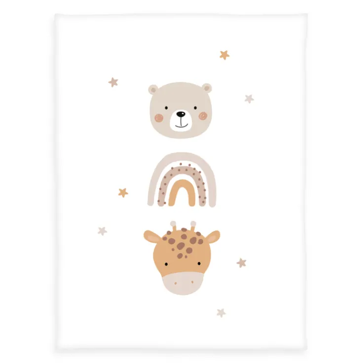 baby best Baby-Flauschdecke LITTLE FRIENDS 75 x 100 cm weiß/beige