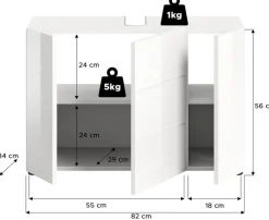 Bad Waschbeckenunterschrank Vira ca. 82 × 56 × 34 cm