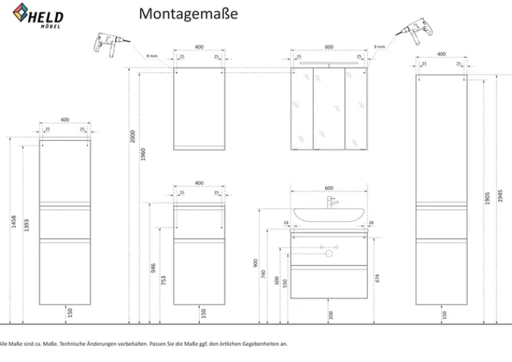 Bad-Hängeschrank GENT weiß/braun 64cm