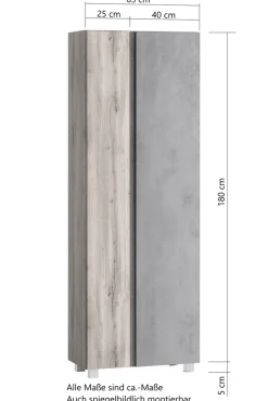 Bad-Seitenschrank GENT weiß/braun 65cm 2-türig