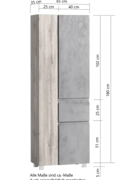 Bad-Seitenschrank GENT weiß/braun 65cm