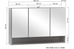Bad-Spiegelschrank ANTWERPEN braun 100cm