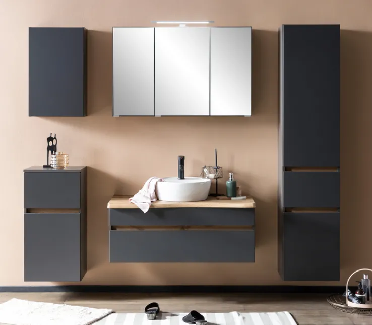 Bad-Spiegelschrank BRÜGGE grau 100cm