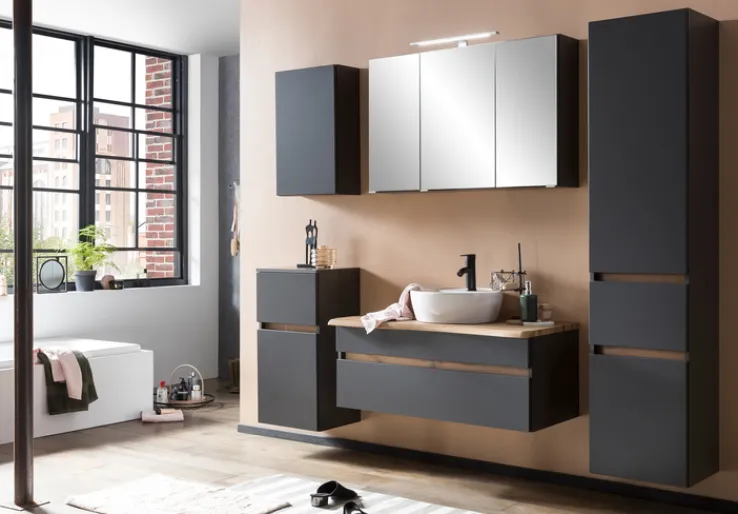 Bad-Spiegelschrank BRÜGGE grau 100cm