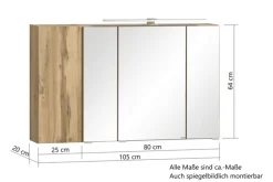 Bad-Spiegelschrank GENT braun MDF-Tür links