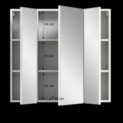 Bad-Spiegelschrank VIRA Weiß Hochglanz 3-türig ca. 82 × 77 × 18 cm