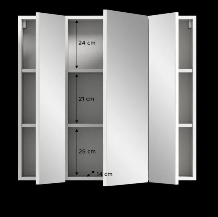 Bad-Spiegelschrank VIRA Weiß Hochglanz 3-türig ca. 82 × 77 × 18 cm