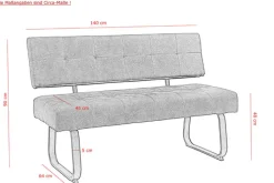 QUARTIER Bank LUISE mit Rückenlehne anthrazit