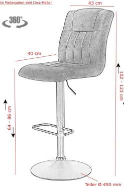 QUARTIER Barhocker ELKE 2er Set grau/Vintage Optik