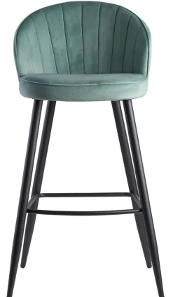 Barhocker mit Rückenlehne schwarz/ grün Samt