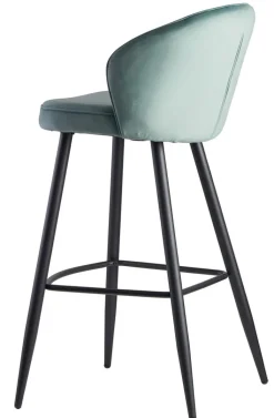 Barhocker mit Rückenlehne schwarz/ grün Samt