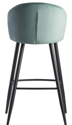 Barhocker mit Rückenlehne schwarz/ grün Samt