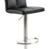 Barhocker MY TIMO I Drehgestell silber Lederbezug schwarz