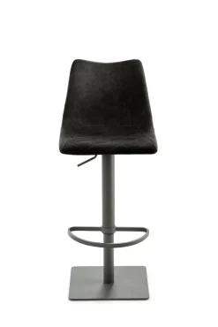 Barhocker MY TOBY II Drehgestell Lederlook schwarz