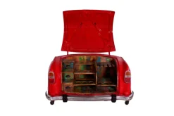 Barschrank 168 x 80 cm Metall-Rahmen rot Altholz Regale bunt