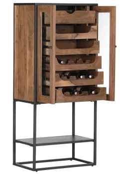 Barschrank PURO 67 x 150 x 42 cm Akazie Massivholz/anthrazit