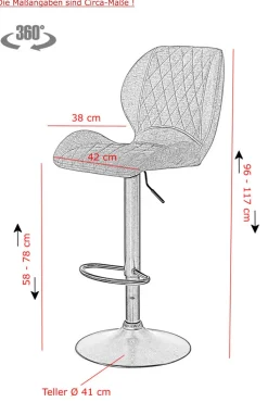 QUARTIER Barstuhl LAILA 2er Set anthazit