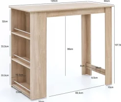 Bartisch 60 x 120 cm braun