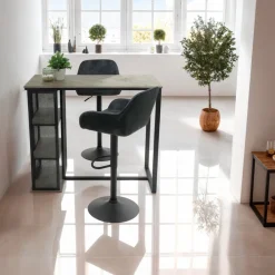 QUARTIER Bartisch CLARENCE dunkelgrau/Eicheoptik