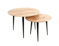 Beistelltisch ø 50 cm Akazie massiv/schwarz