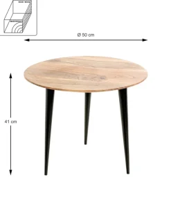 Beistelltisch ø 50 cm Akazie massiv/schwarz
