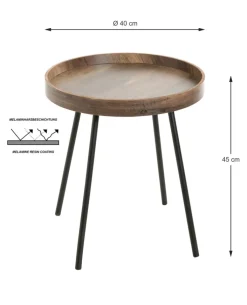 Beistelltisch Ø 40 cm dunkelbraun/schwarz