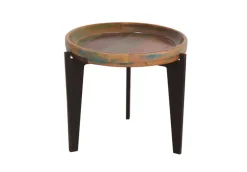 Beistelltisch 46 x 46 cm Altholz bunt/Metall schwarz
