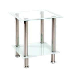 Beistelltisch 40 x 40 cm Edelstahl/weiß