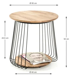 Beistelltisch 50 x 50 cm Eiche massiv/schwarz