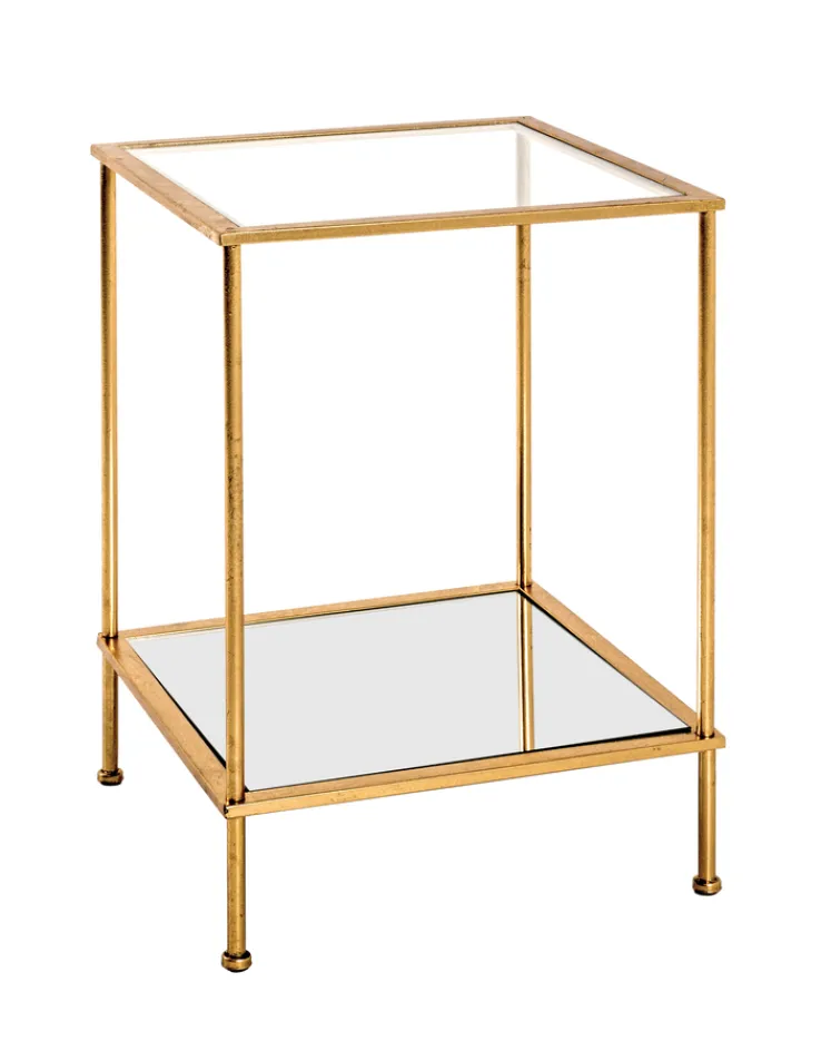 Beistelltisch 39 x 39 cm Glas/goldfarbig