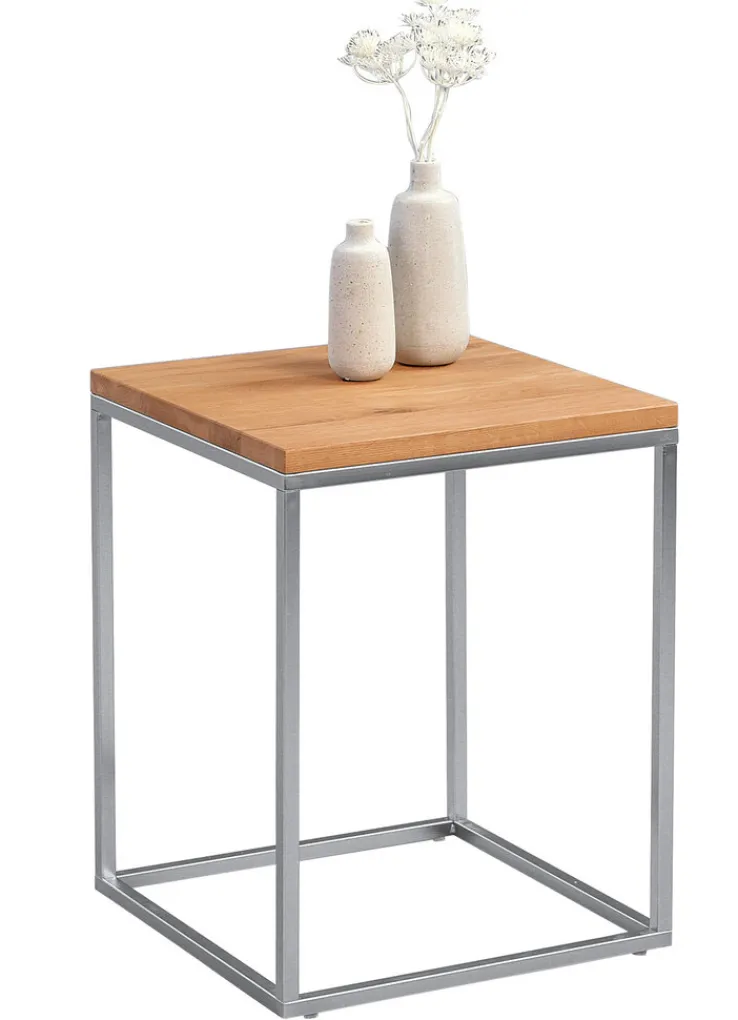 QUARTIER Beistelltisch 40 x 40 cm RALF Metall/Holznachbildung braun