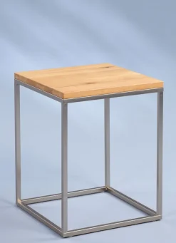 QUARTIER Beistelltisch 40 x 40 cm RALF Metall/Holznachbildung braun