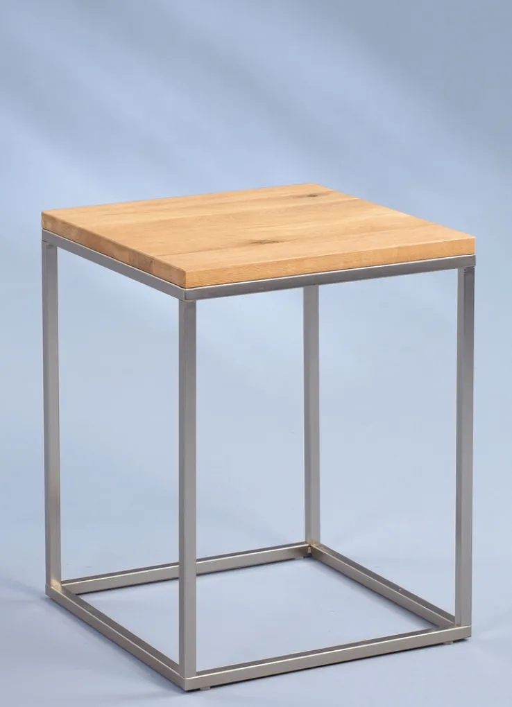 QUARTIER Beistelltisch 40 x 40 cm RALF Metall/Holznachbildung braun