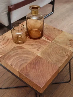 Beistelltisch 45 x 45 cm schwarz/ Akazie