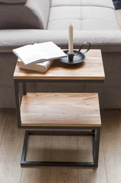 Beistelltisch 30 x 45 cm schwarz/ Akazie