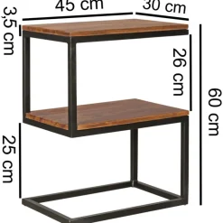Beistelltisch 45 x 30 cm schwarz/ braun