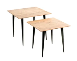 Beistelltisch 46 x 41 x 46 cm Akazie massiv natur/schwarz