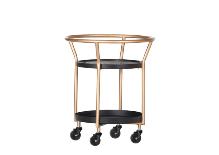 Beistelltisch AURELIA 52 x 61 x 52 cm goldfarbig/Akazie Massivholz schwarz