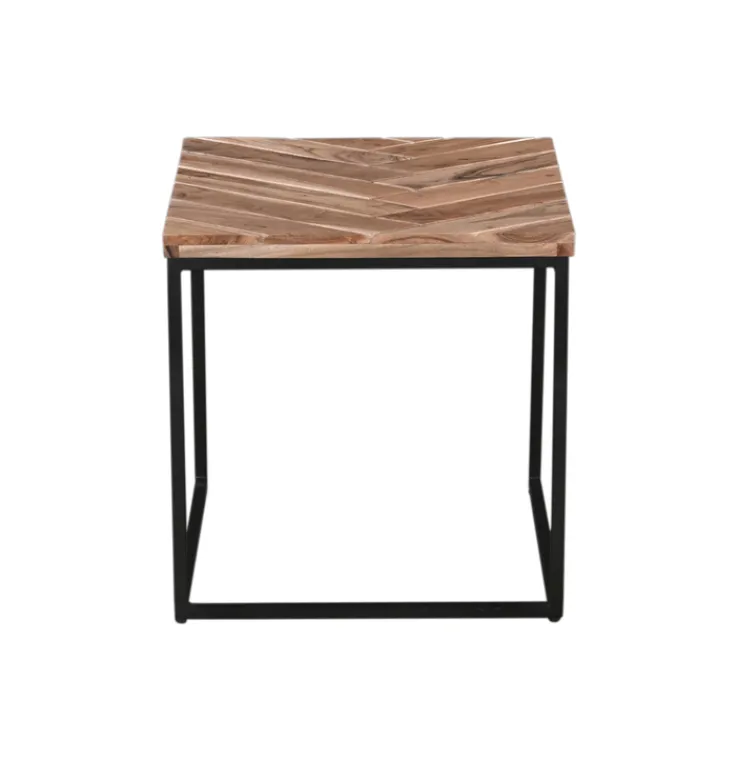 QUARTIER Beistelltisch 2er Set LUANDA Massivholz Akazie natur/schwarz